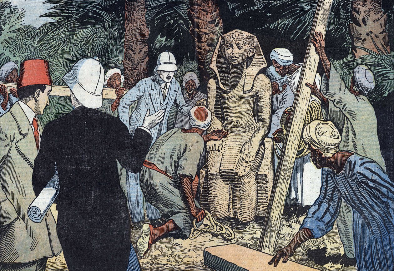 Entdeckung der Statue von Sesostris III im Jahr 1862 von Eugene Damblans