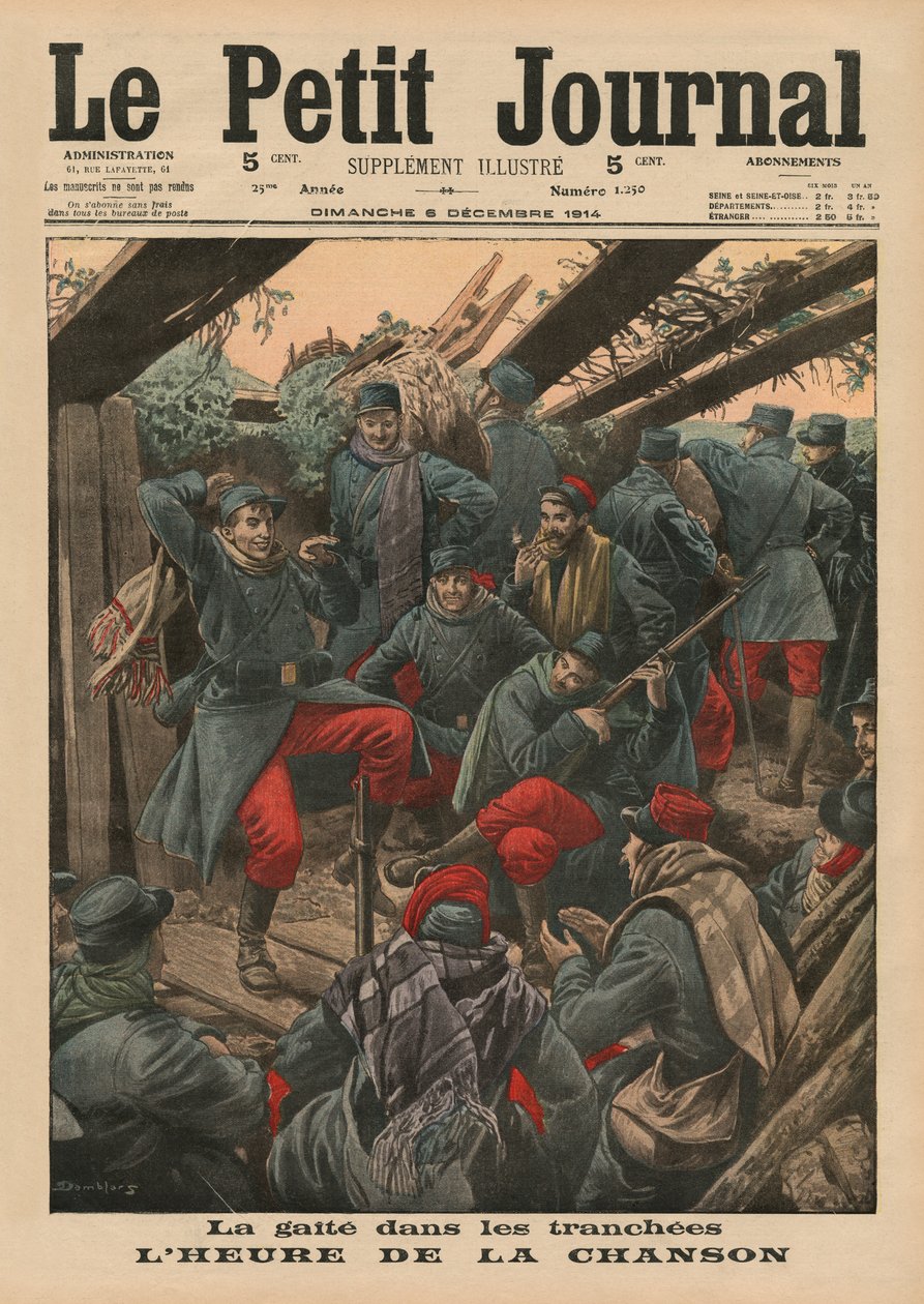 Fröhliche Gesellschaft in den Schützengräben, Liedzeit, Titelbildillustration aus 