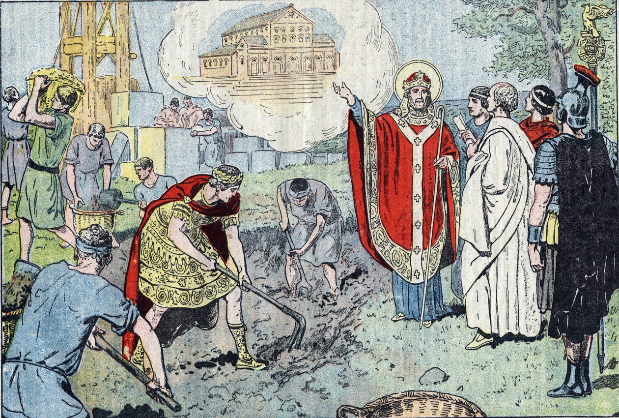 Der römische Kaiser Konstantin I. (272-337), nach seiner Taufe durch Papst Silvester, beschloss den Bau der Basilika des Heiligen Erlösers in Lateran (heute San Giovanni in Laterano), die 324 geweiht wurde, und nahm zwölf Körbe von Eugene Damblans