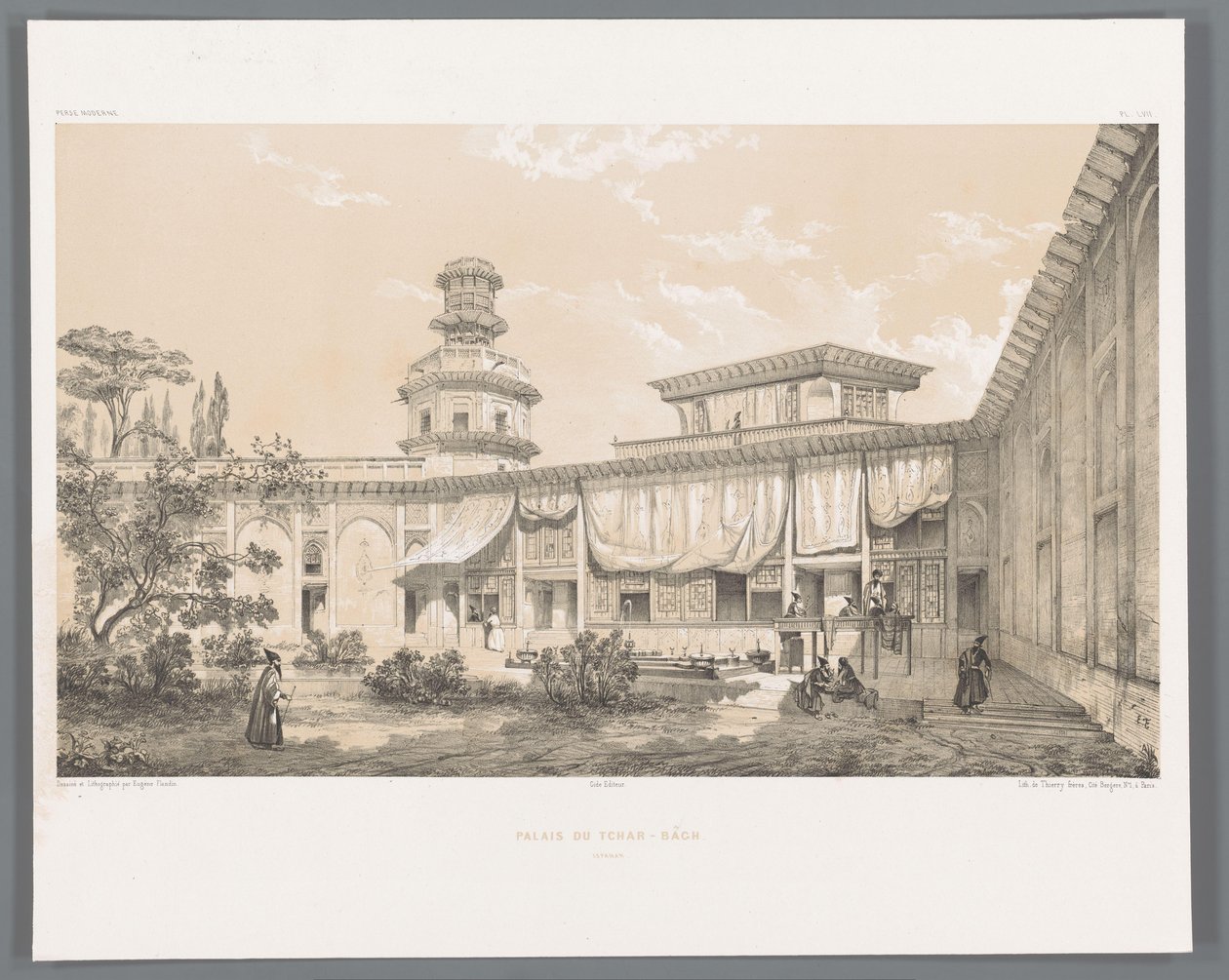 Palast Char Bagh in Isfahan von Eugene Flandin