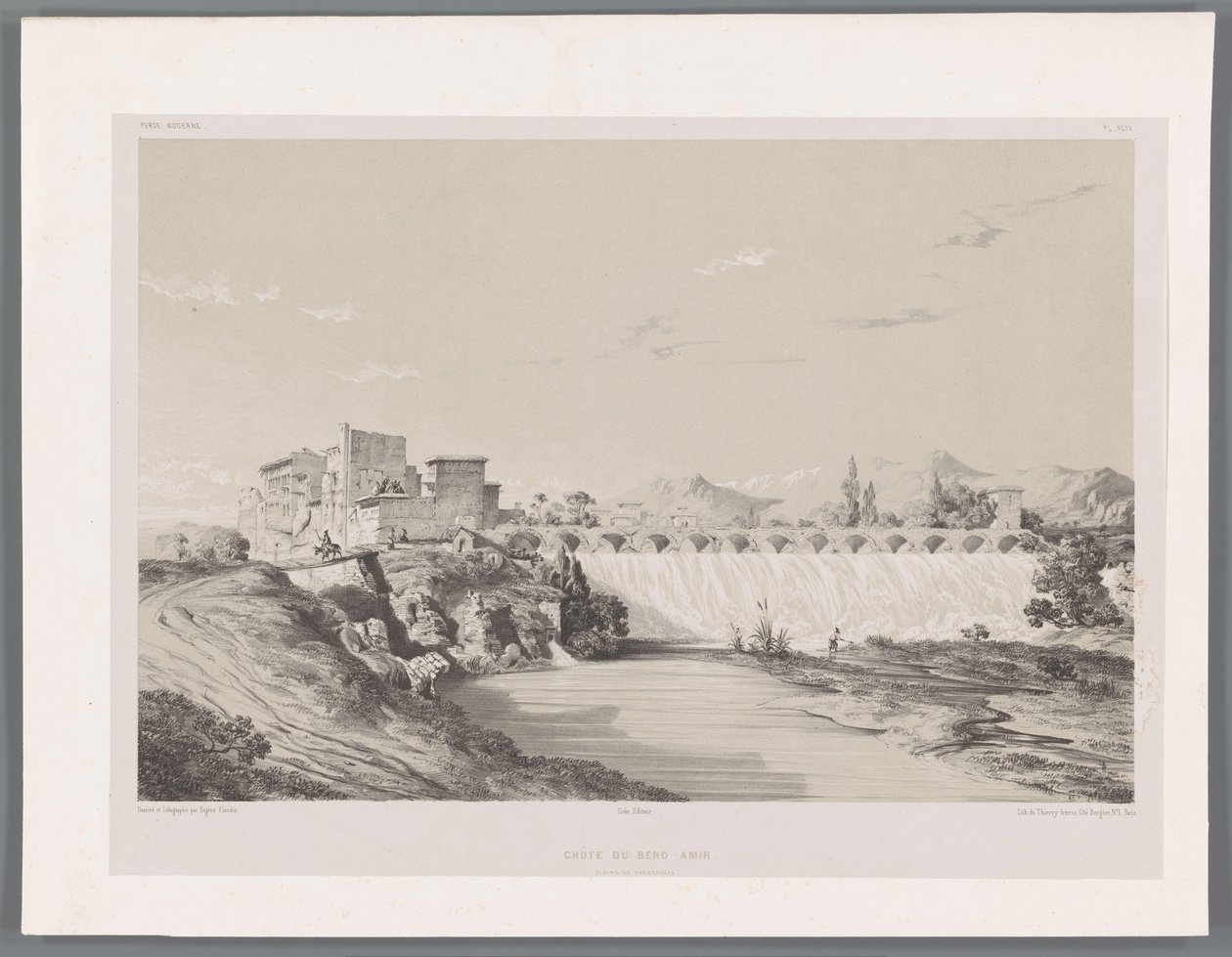 Wasserfall von Band Amir auf der Ebene von Persepolis (Serie: Persische Landschaften) von Eugene Flandin