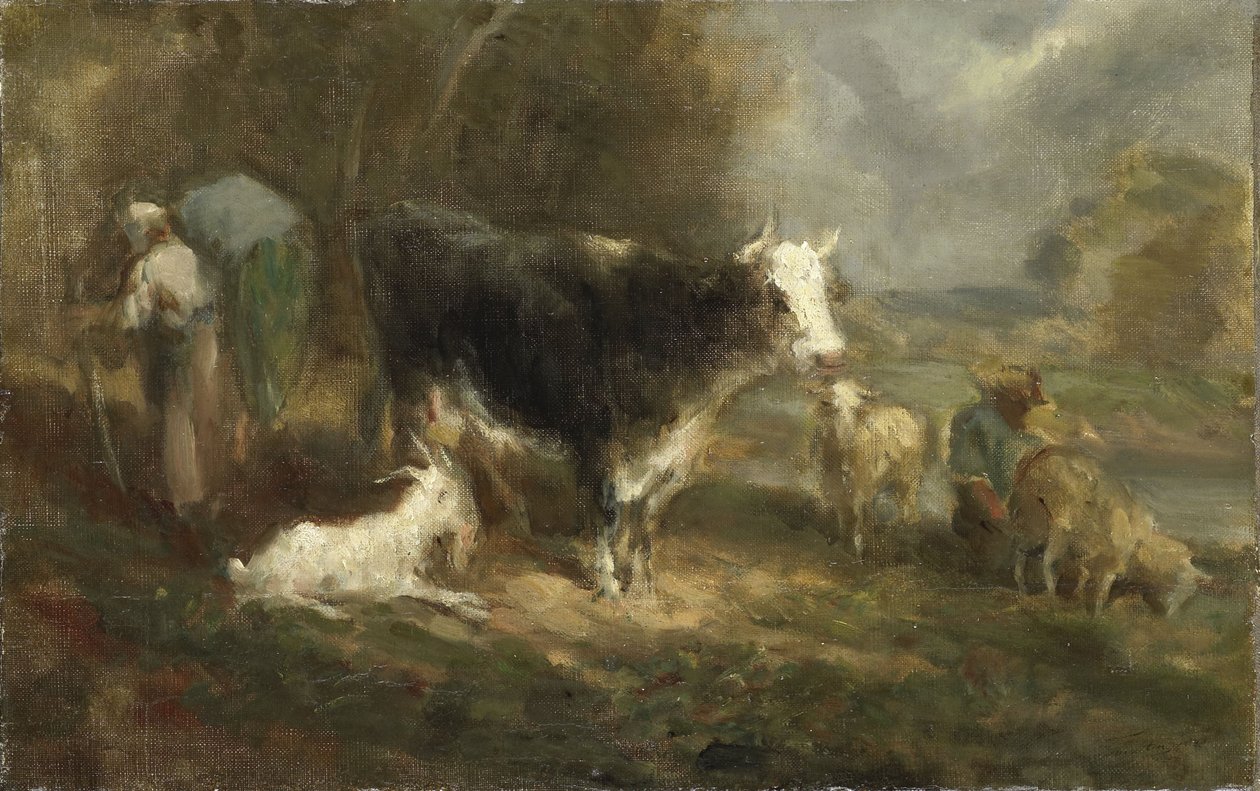 Bauernhof mit Vieh von Eugene Fromentin