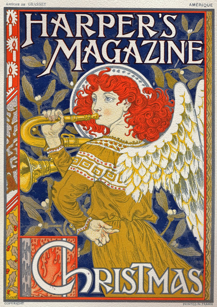 Religion. Weihnachtsengel. Plakat von Eugene Grasset für Harper