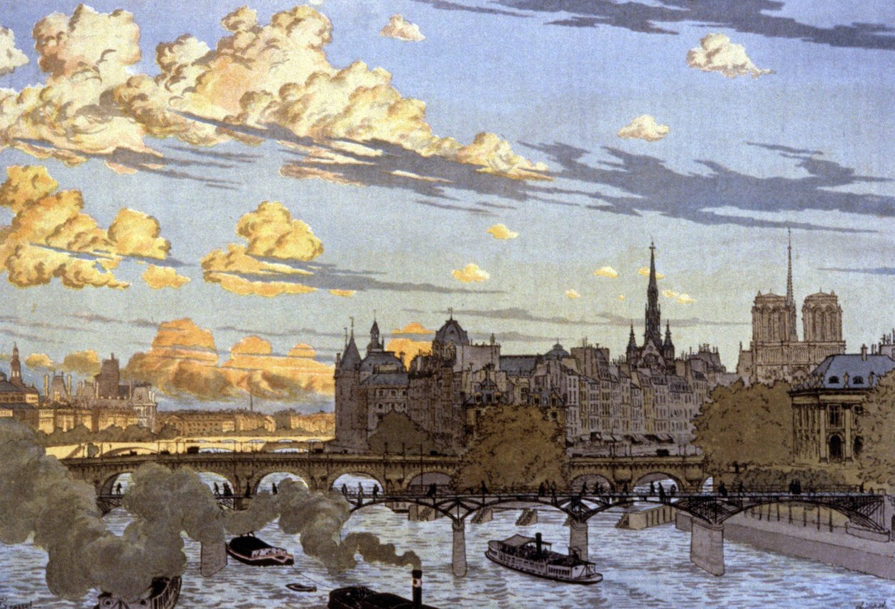 Die Île de la Cité vom Louvre-Brücke aus gesehen von Eugene Grasset