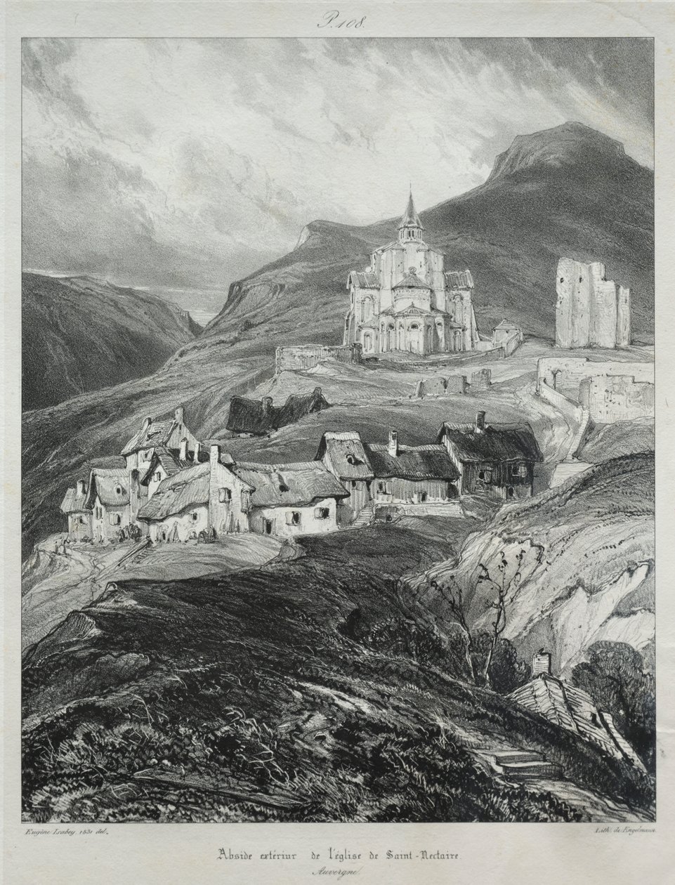 Malerische und romantische Reisen im alten Frankreich, Auvergne: Apsis der Kirche von Saint Nectaire von Eugene Isabey
