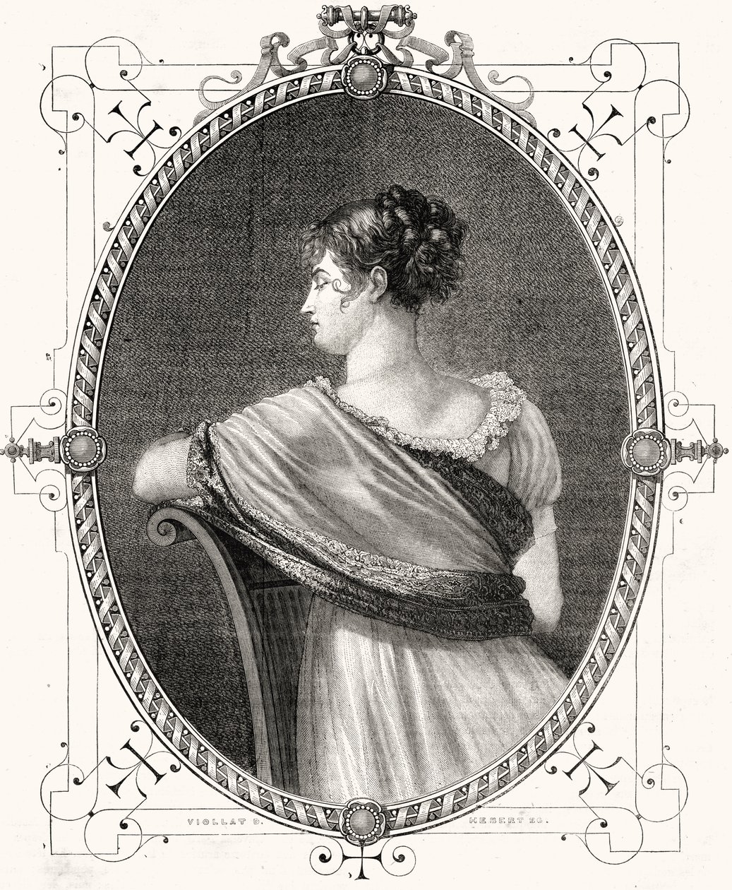 Porträt von Madame Recamier, graviert von Antoine Auguste Ernest Hebert von Eugene Joseph Viollat
