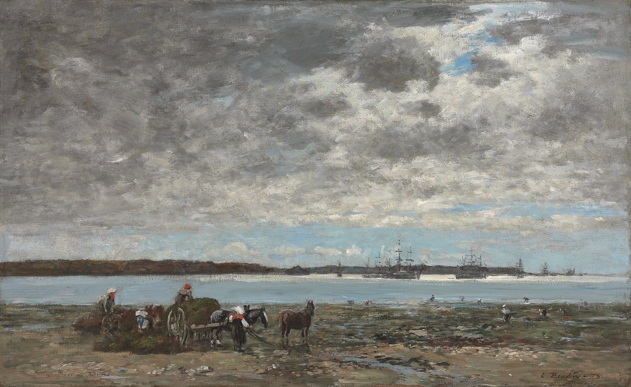 Kelp-Ernte im Hafen von Brest von Eugene Louis Boudin