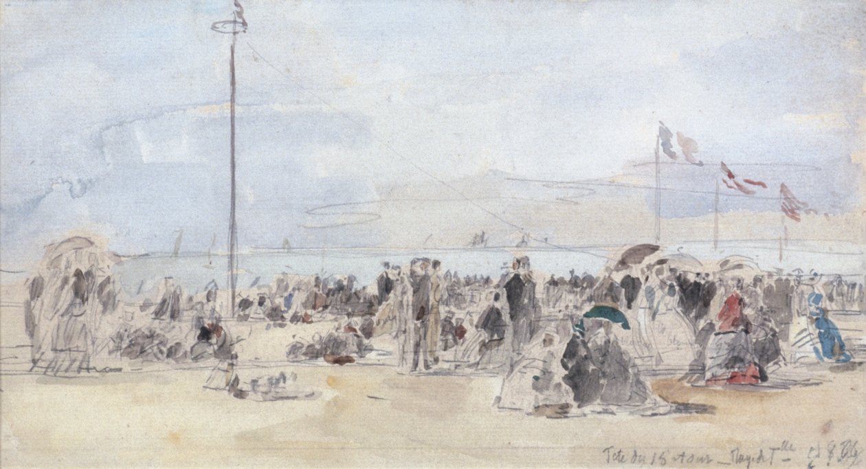 Menschen am Strand, Trouville, 1866 von Eugene Louis Boudin