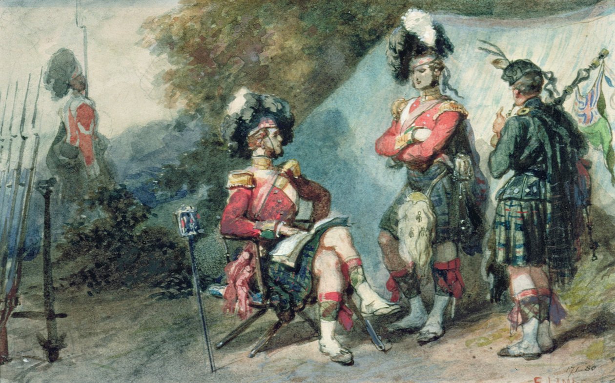 Offiziere der 79. Highlander im Chobham Camp 1853 von Eugene Louis Lami