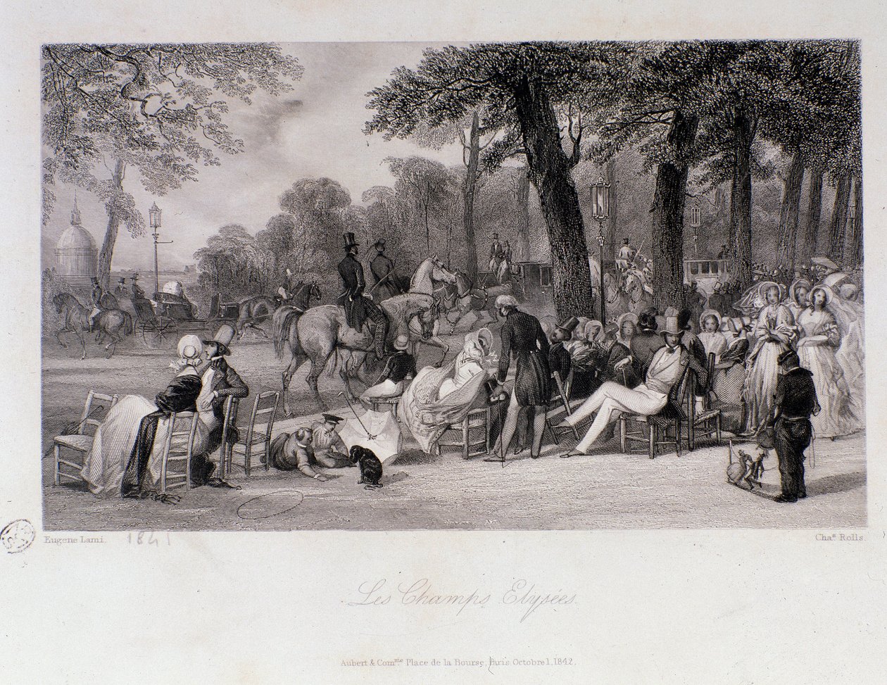 Passagiere und Spaziergänger auf den Champs Elysees in Paris von Eugene Louis Lami
