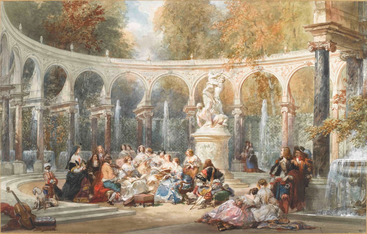 Gesellschaft im Bosquet de la Colonnade im Garten von Versailles von Eugene-Louis Lami