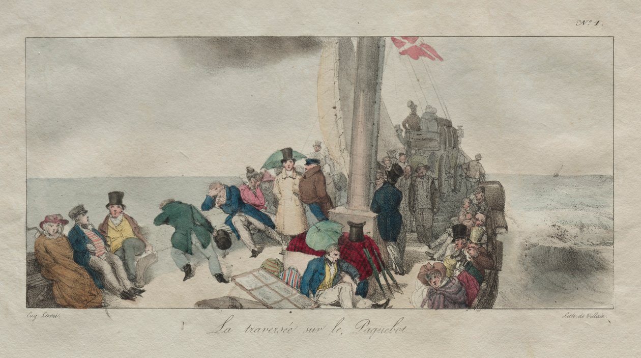 Souvenirs aus London: Überfahrt mit dem Paketboot, 1826 von Eugene Louis Lami