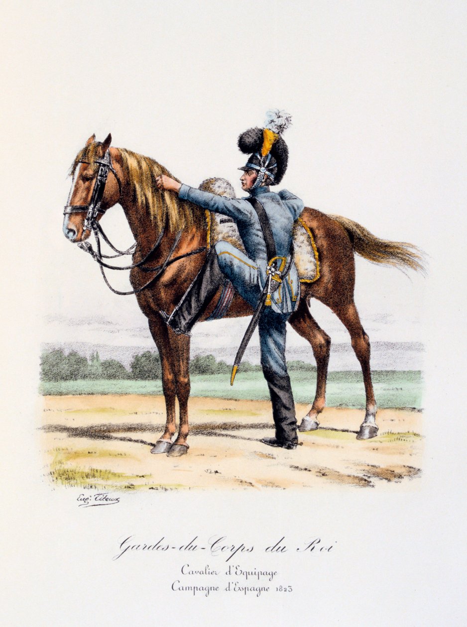 Gardes-du-Corps de Roi, Kavallerist der Equipage, Spanische Kampagne von Eugene Titeux