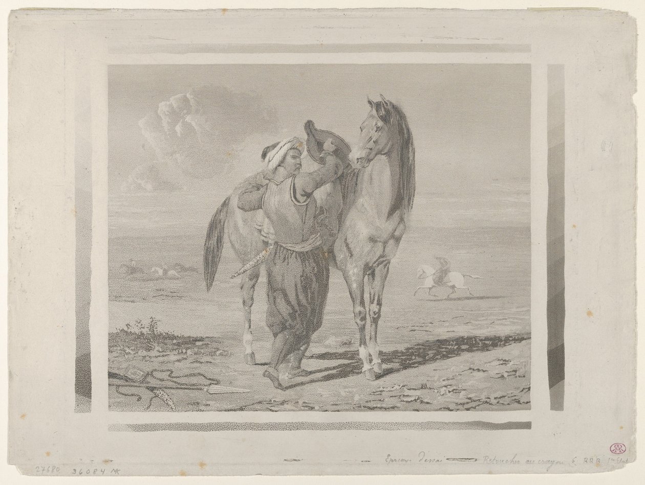 Ein Türke sattelt sein Pferd, 1824 von Eugène Delacroix