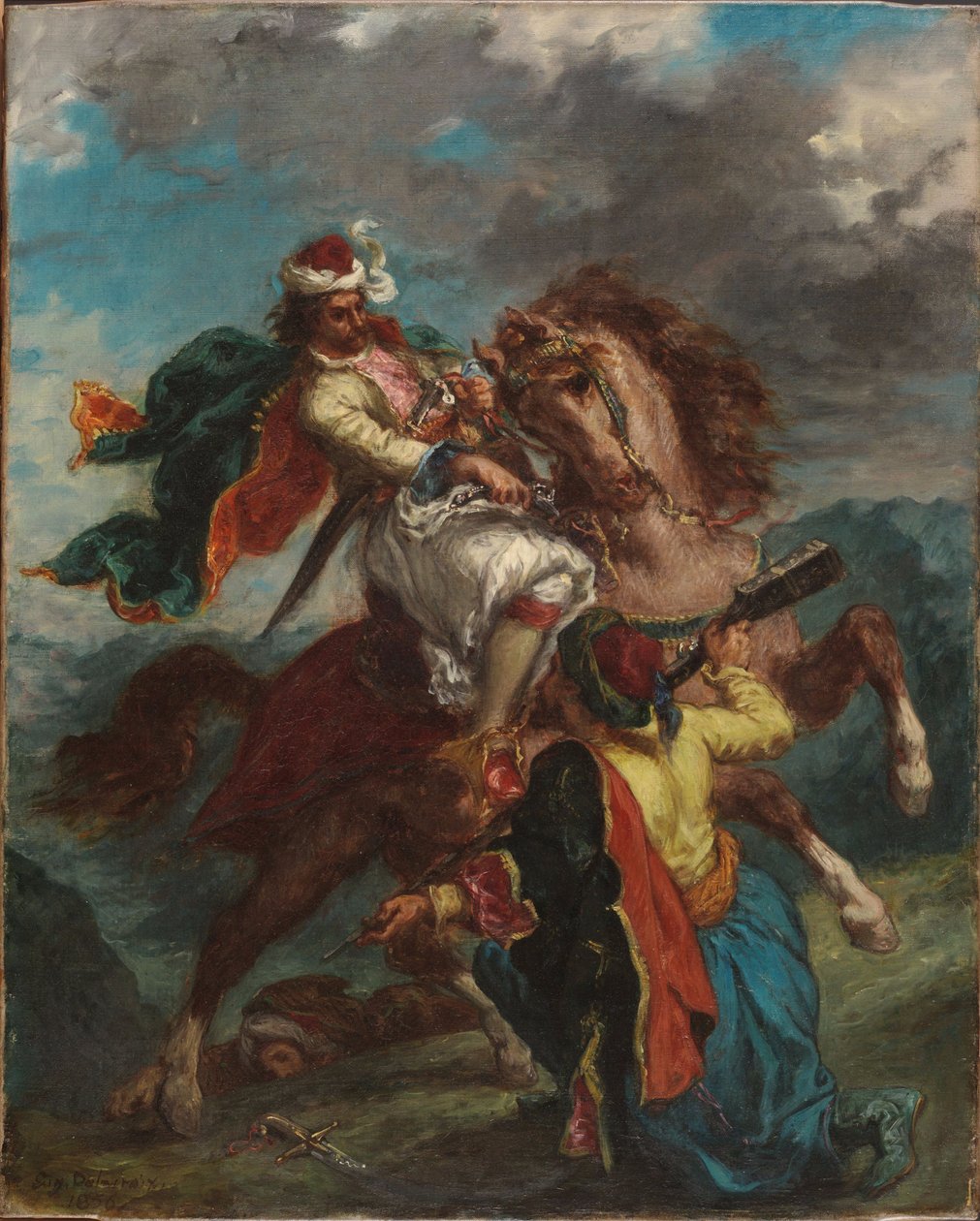 Ein Türke ergibt sich einem griechischen Reiter von Eugène Delacroix