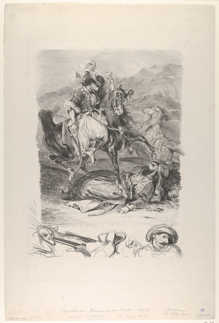 Kampf des Giaour und des Paschas, 1827 von Eugène Delacroix