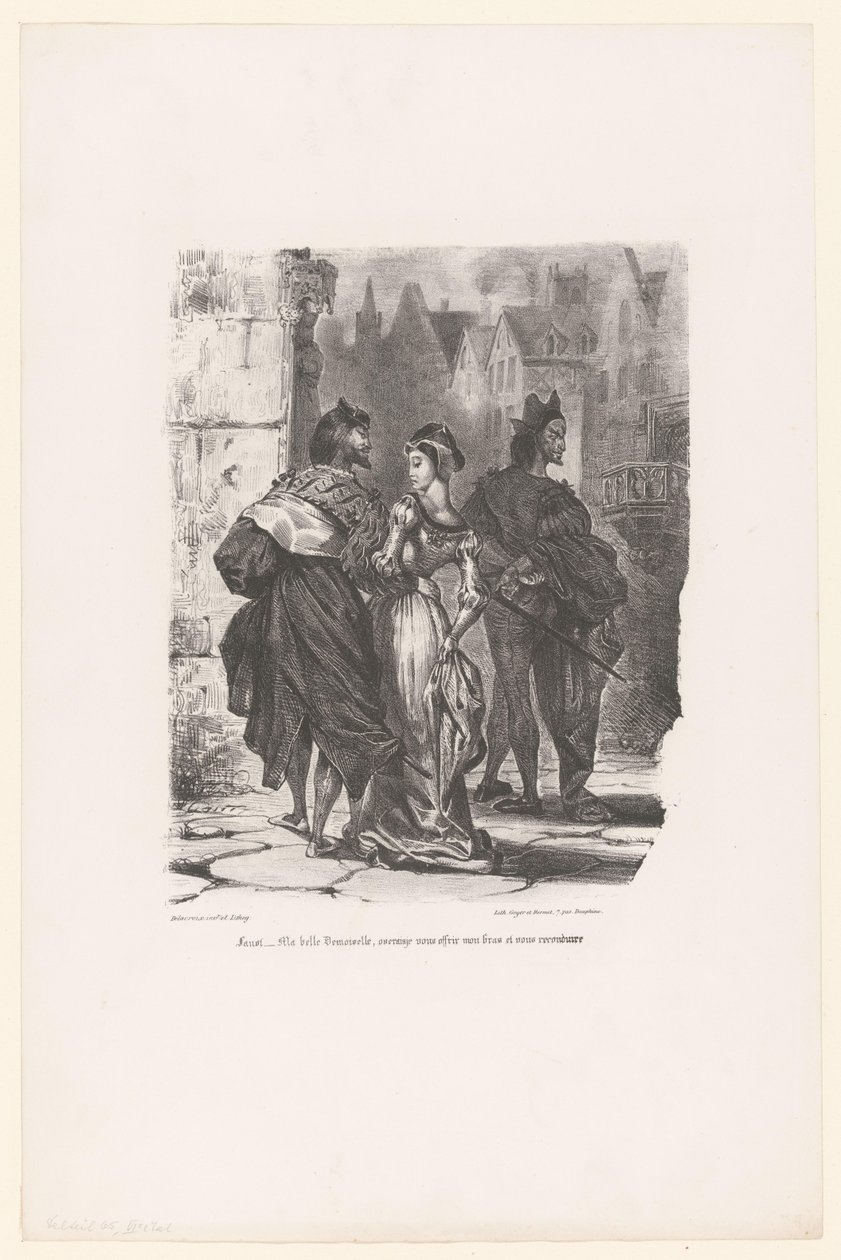 Faust versucht, Gretchen zu verführen von Eugène Delacroix