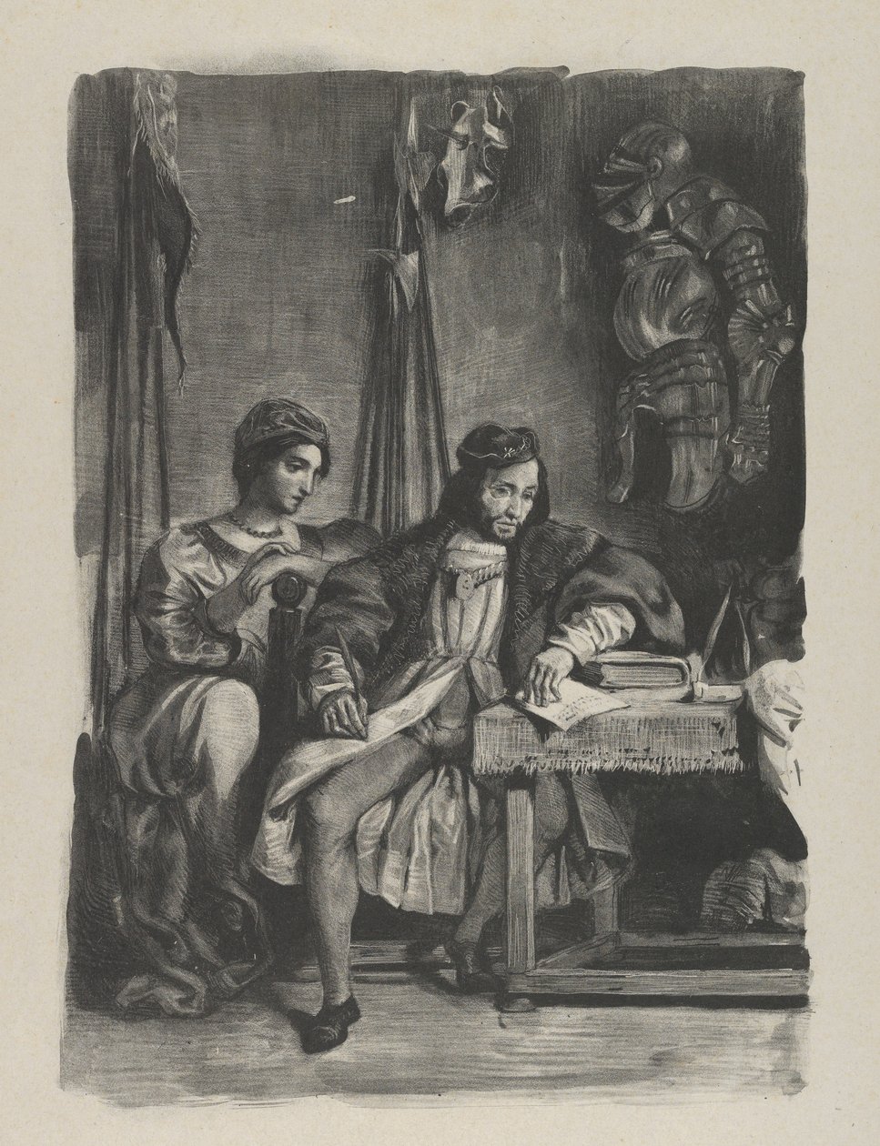 Götz von Berlichingen schreibt seine Memoiren, 1836-43 von Eugène Delacroix