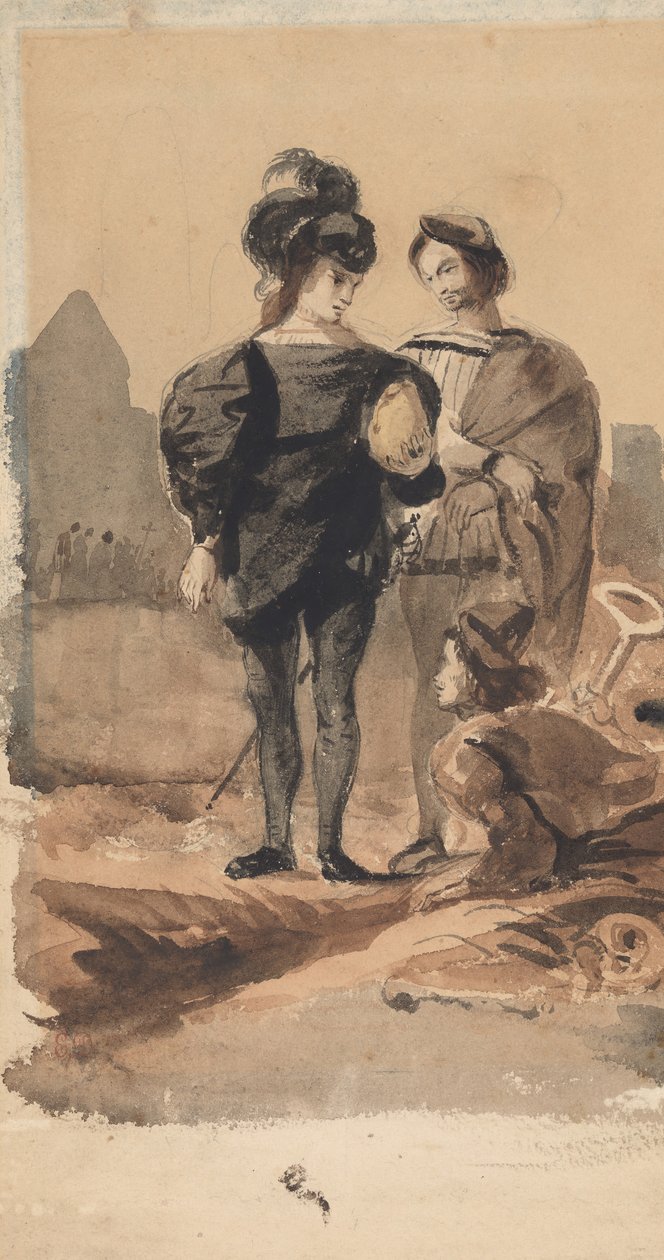Hamlet und Horatio auf dem Friedhof, 1827-28 von Eugène Delacroix