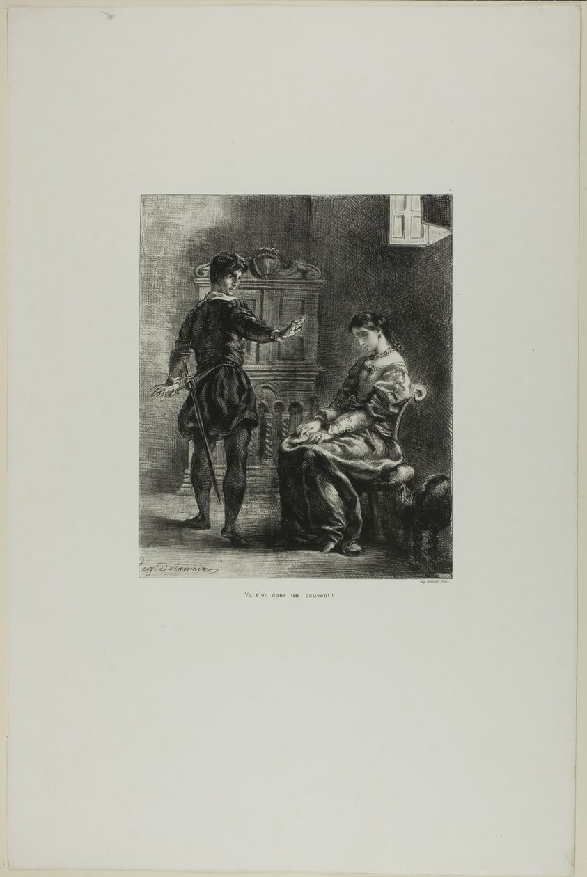 Hamlet und Ophelia, Platte 5 aus Hamlet von Eugène Delacroix