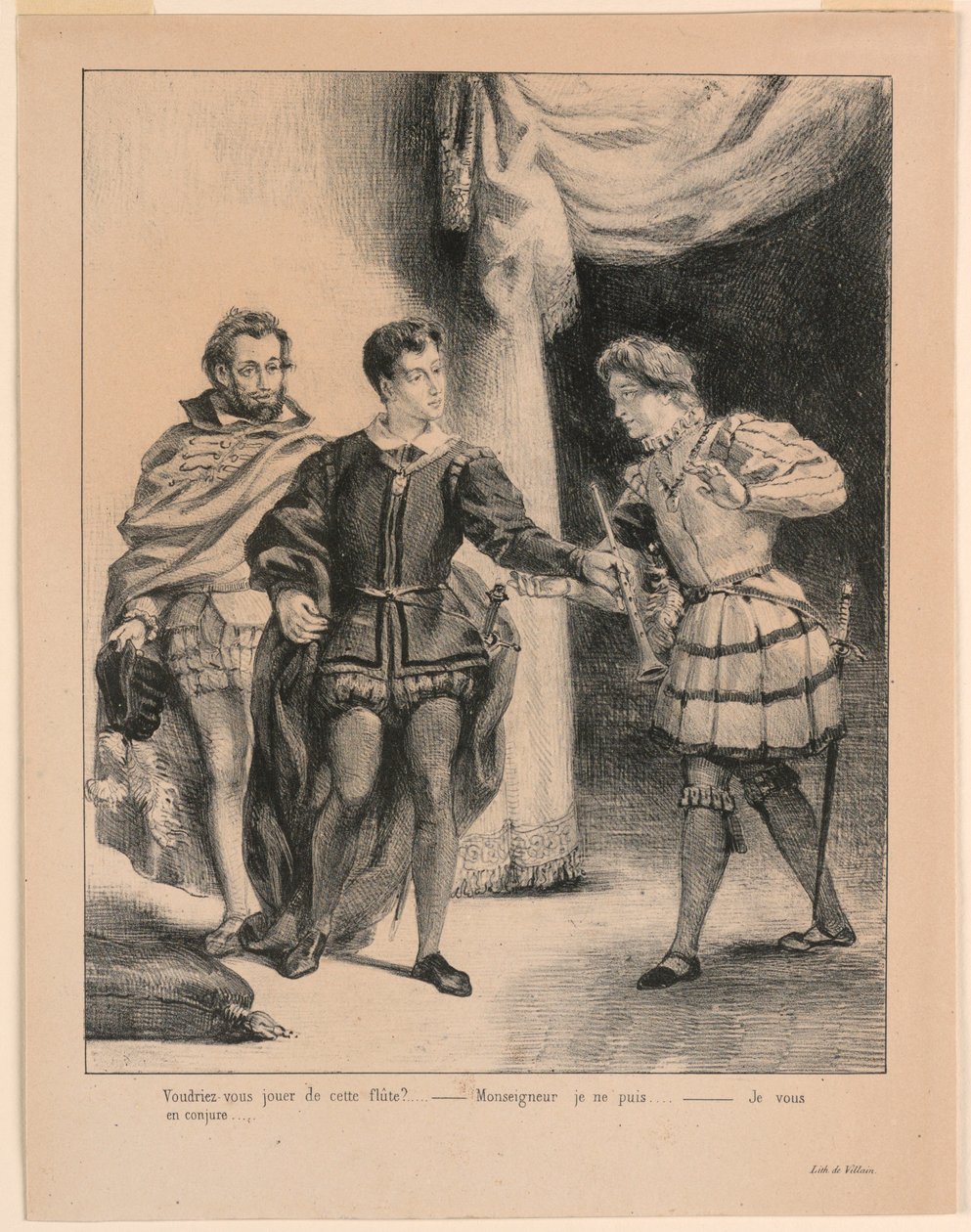 Illustration für Hamlet: Hamlet und Guildenstern (III,2) von Eugène Delacroix