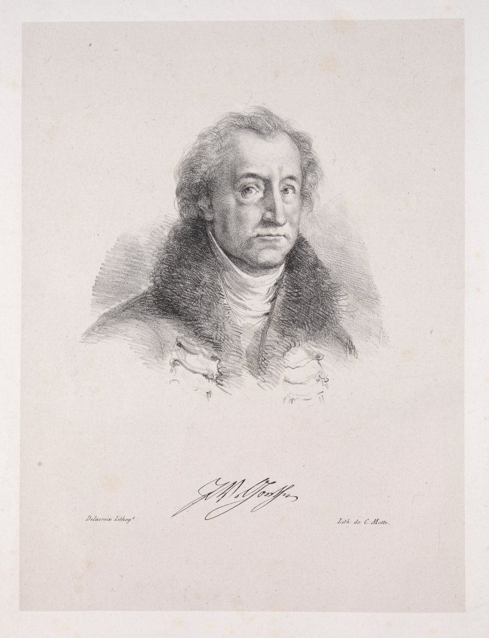 Illustrationen zu Faust: Frontispiz - Porträt von Johann Wolfgang von Goethe von Eugène Delacroix
