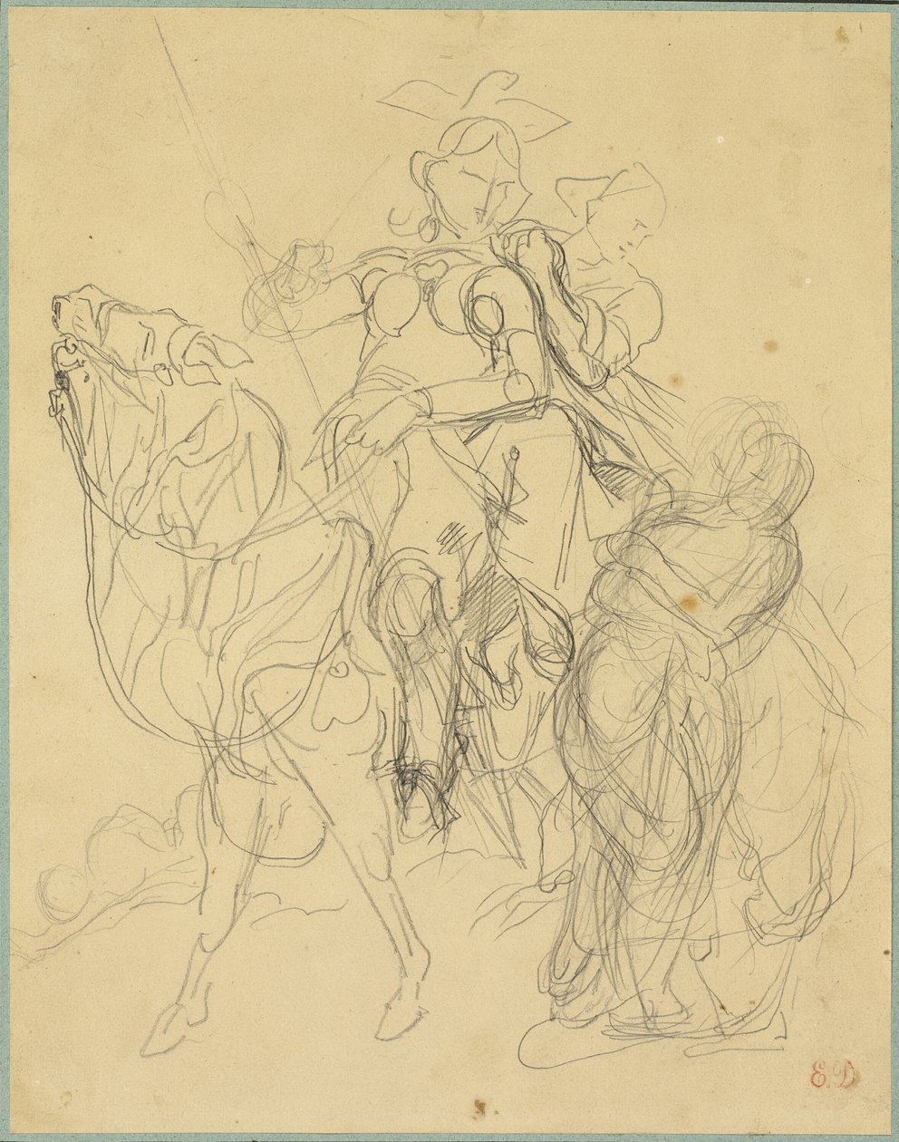 Studie für Marphise und die Herrin von Pinabel von Eugène Delacroix