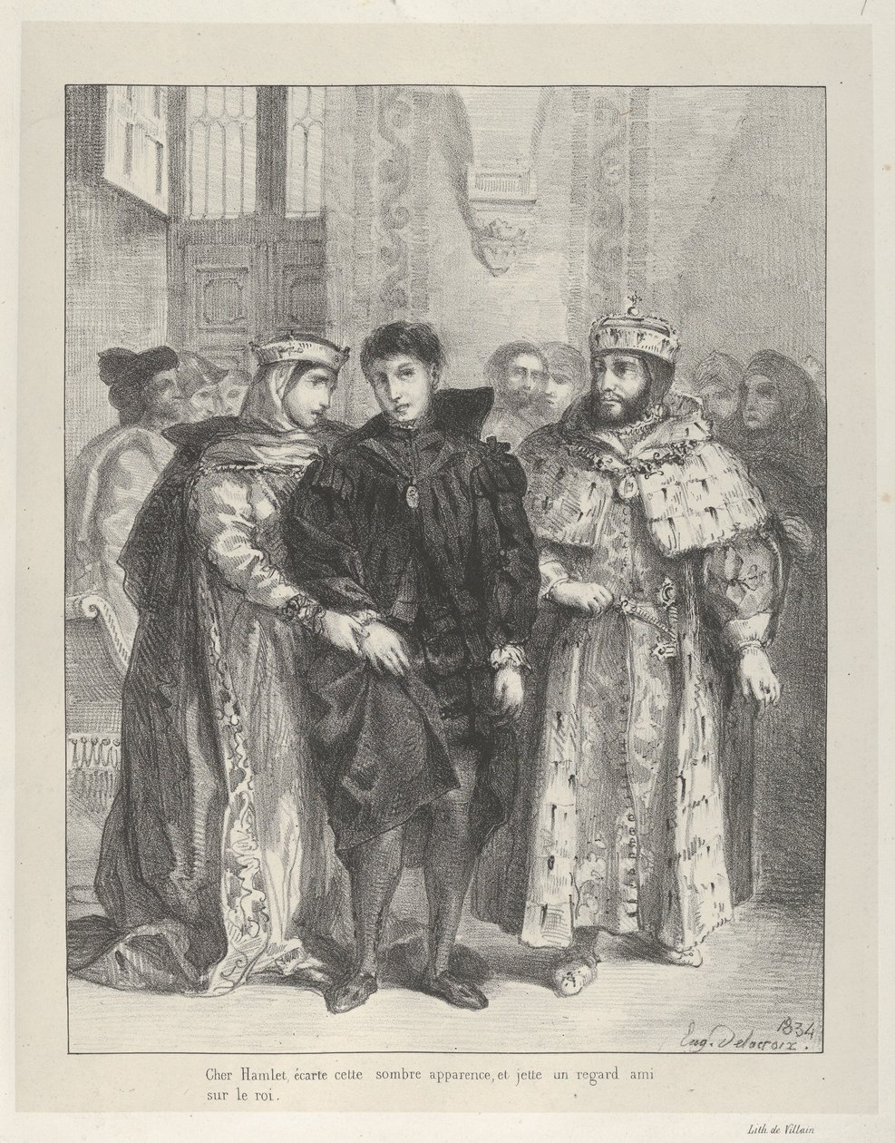 Die Königin versucht Hamlet zu trösten von Eugène Delacroix