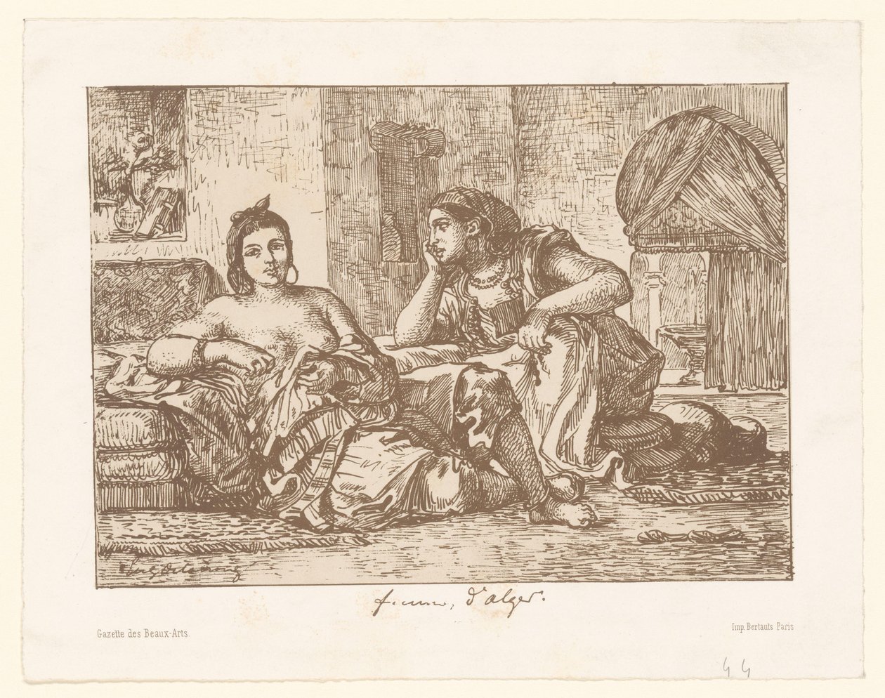Zwei sitzende algerische Frauen von Eugène Delacroix