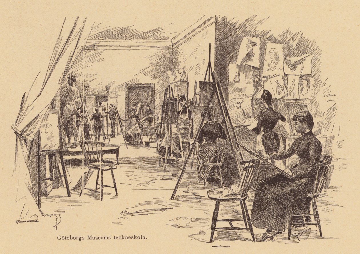 Zeichenklasse im Museum von Göteborg, Schweden von European School