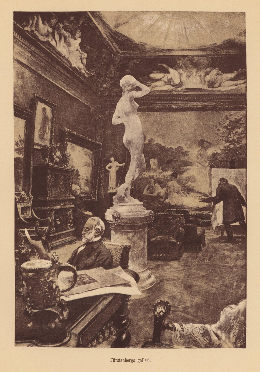 Galerie des schwedischen Kunstsammlers Pontus Furstenberg (Gravur) von European School