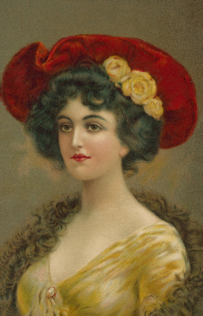 Frau mit edwardianischem Hut von European School