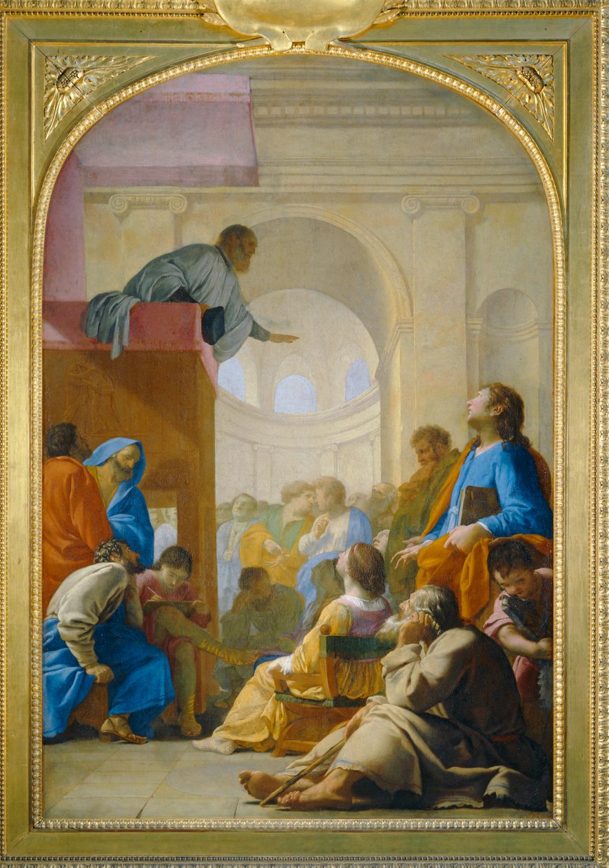 Heiliger Bruno beim Sermon von Raymond Diocrès von Eustache (studio of) Le Sueur