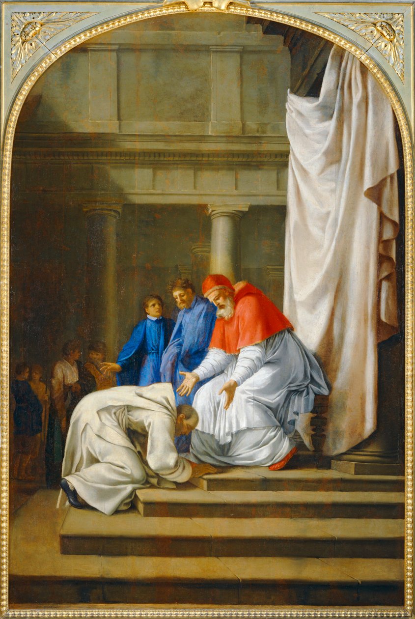 Heiliger Bruno zu Füßen von Papst Urban II. 1645-1648 von Eustache (studio of) Le Sueur