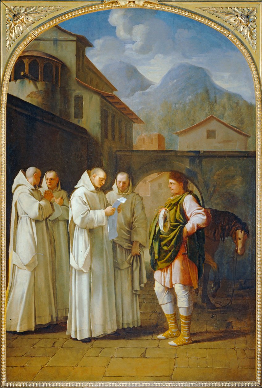 Heiliger Bruno empfängt einen Boten des Papstes. 1645-1648 von Eustache (studio of) Le Sueur
