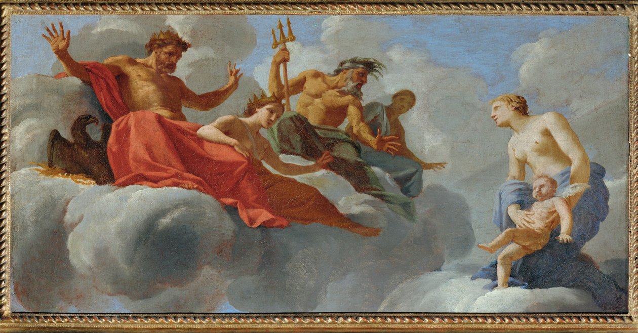 Venus präsentiert Amor den Göttern von Eustache (studio of) Le Sueur
