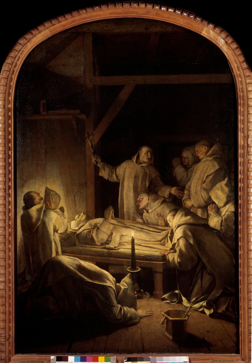 Leben des Heiligen Bruno: Der Tod des Heiligen Bruno am 6.10.1101 von Eustache Le Sueur