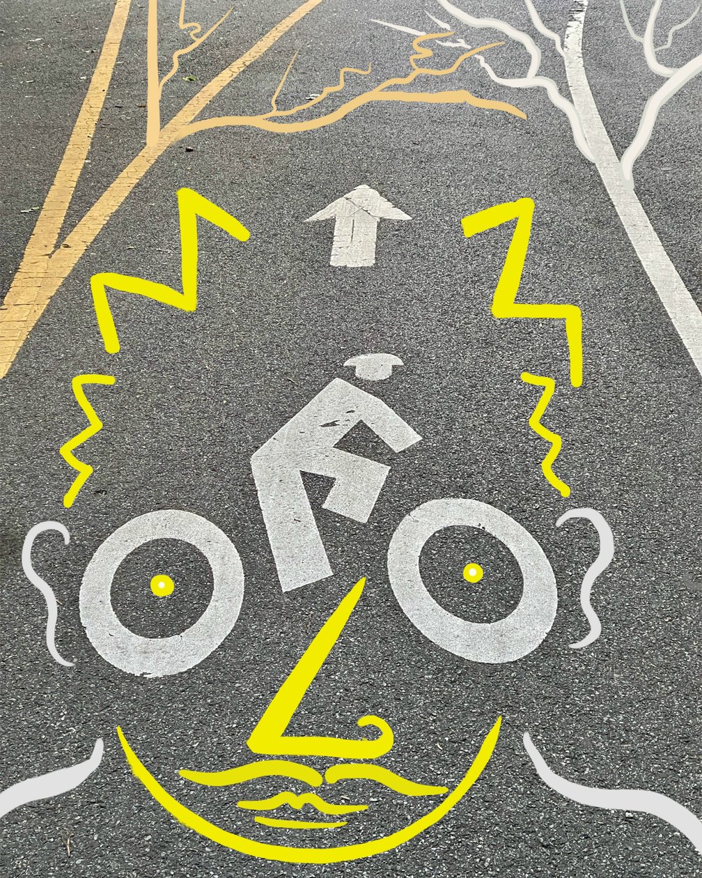 Radfahrer und Beschilderung, ca. 2020-24 von Evan Sklar