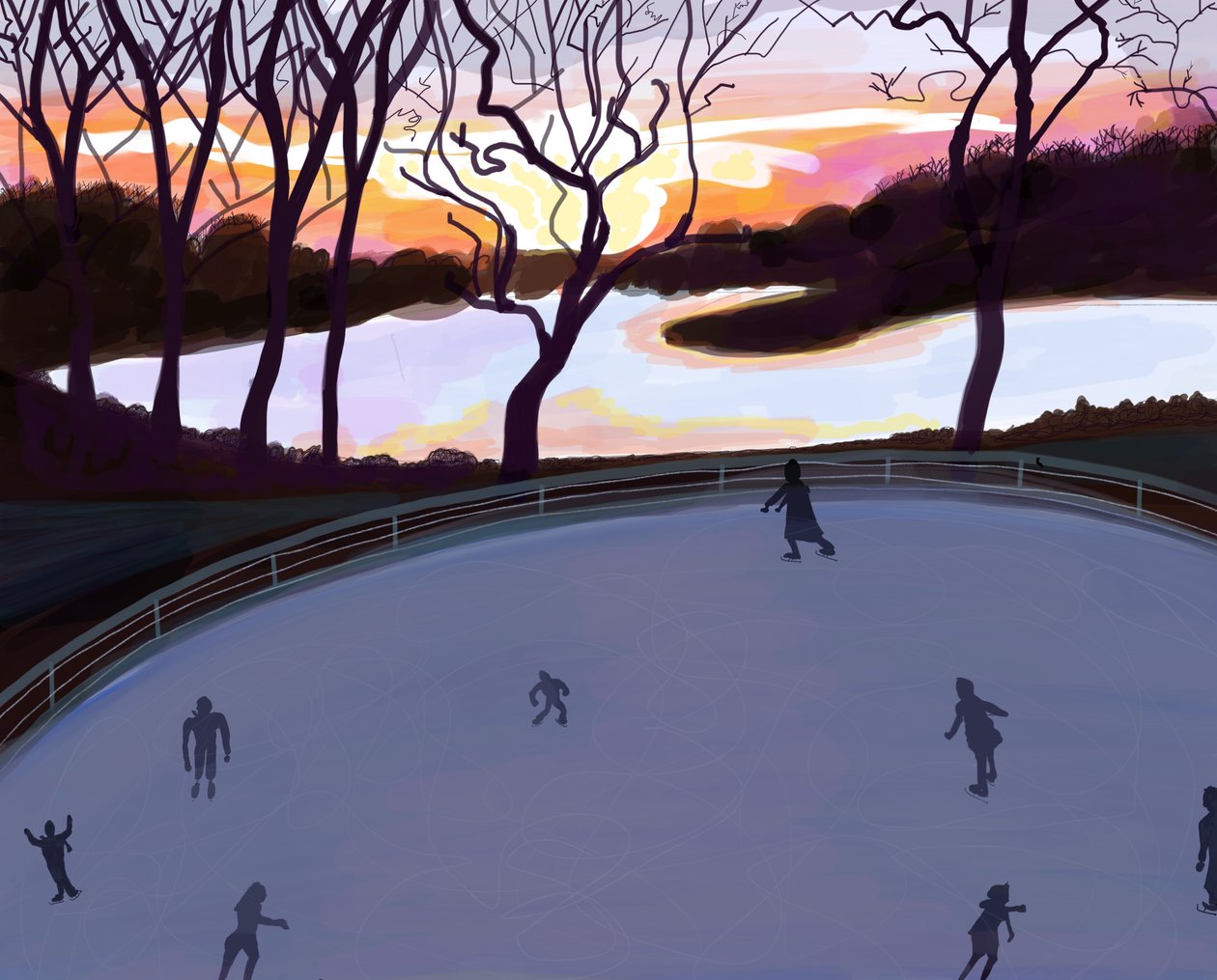 Schlittschuhlaufen, Prospect Park, Brooklyn von Evan Sklar