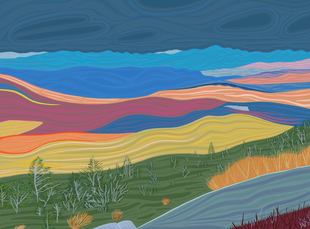 Blick auf die Catskill Mountains im Herbst von Evan Sklar