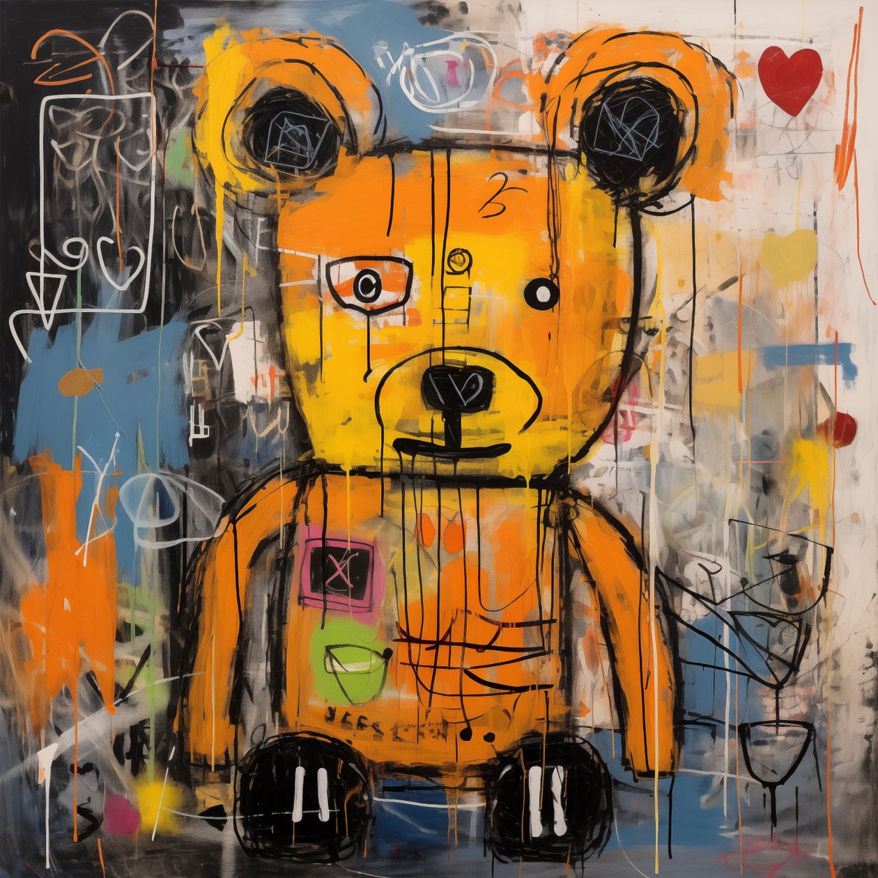 Dekorativer süßer Bär im Stil von Jean-Michel Basquiat von F. Abderrahim