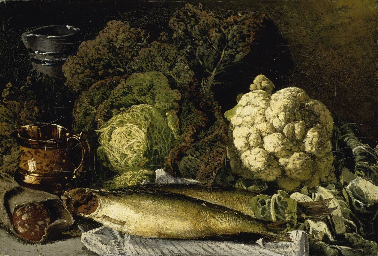 Stillleben mit Gemüse und Fisch von Fanny Churberg