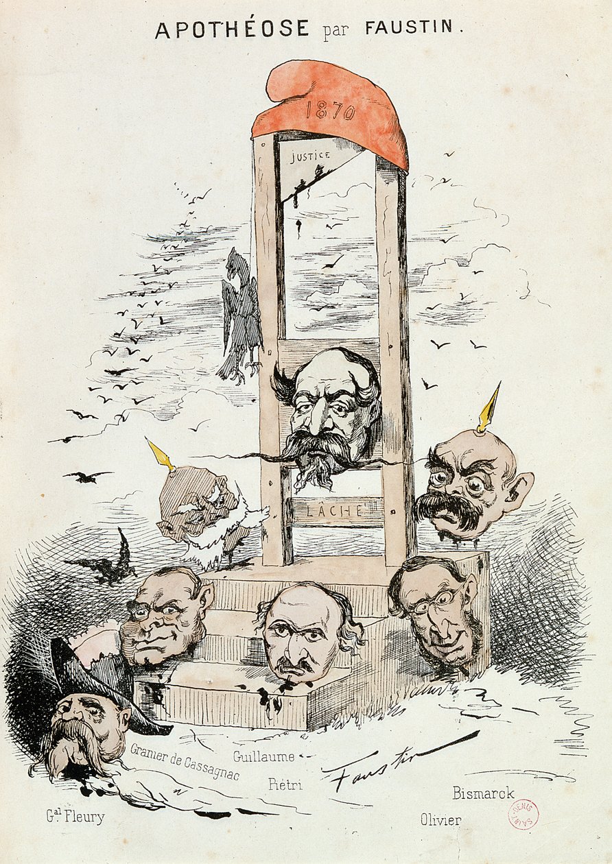 Karikatur von Napoleon III, Otto von Bismarck und Kaiser Wilhelm I von Faustin