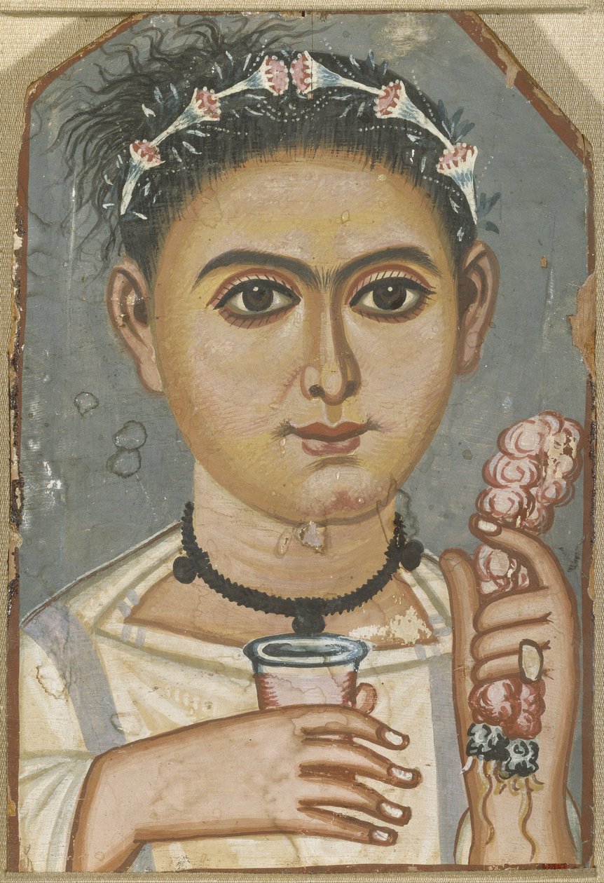Junge mit einer Blumengirlande im Haar, ca. 200-230 von Fayum mummy portraits