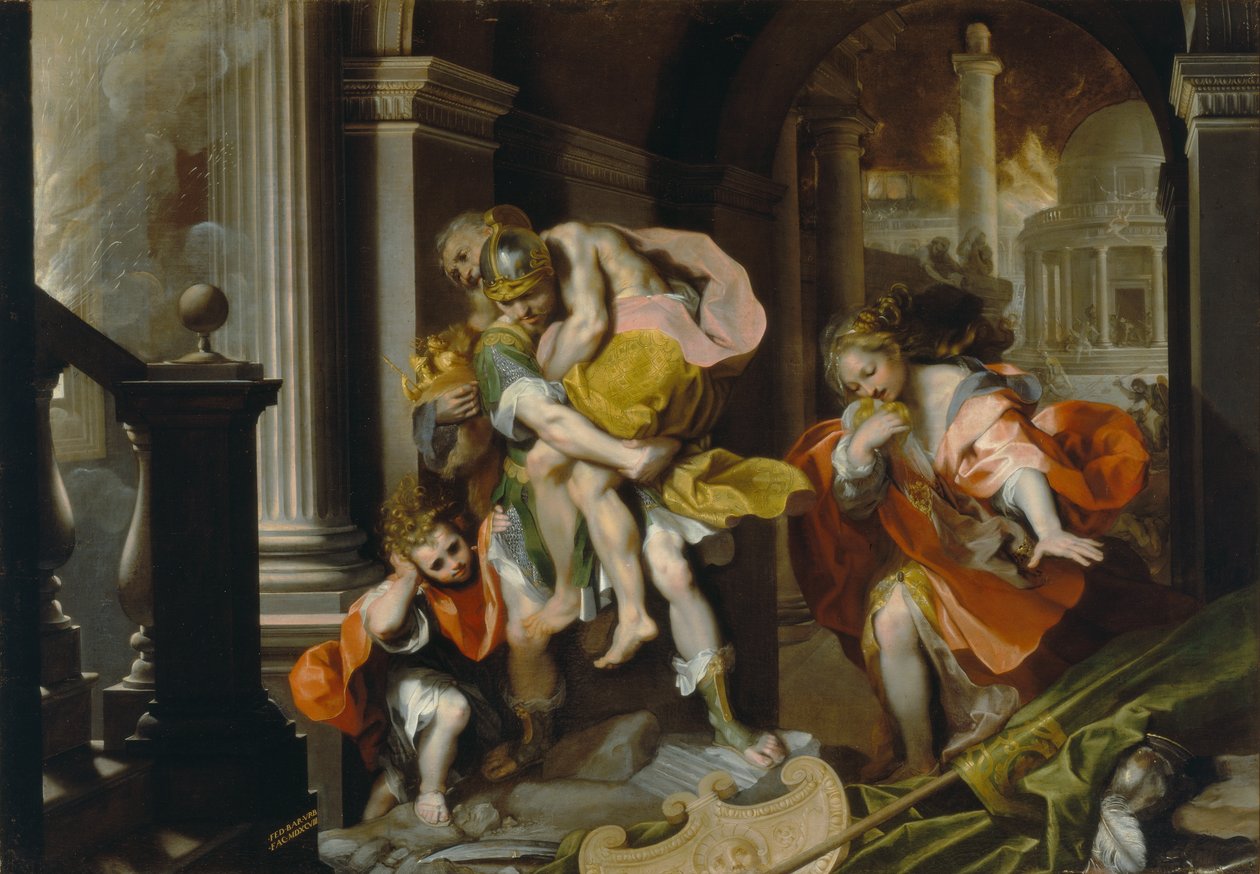Aeneas und Anchises fliehen aus Troja, ca. 1587 von Federico Fiori Barocci or Baroccio
