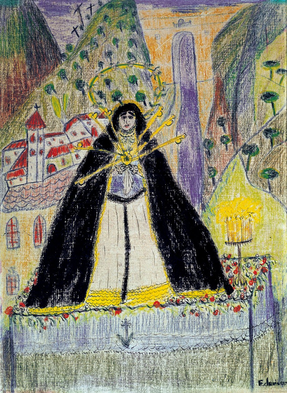 Zeichnung für „Die Jungfrau mit den sieben Dolchen“ (Virgen de los siete dolores) von Federico Garcia Lorca