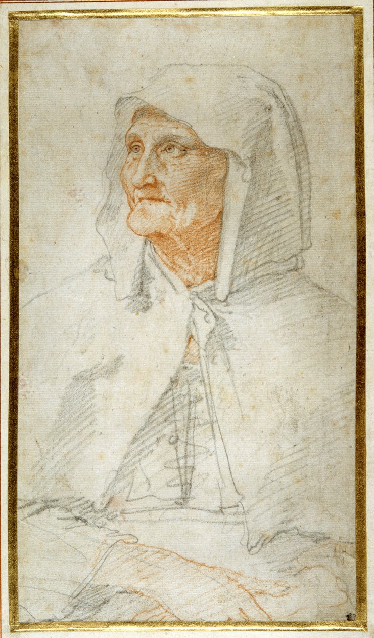 Eine alte Dame sitzt, Halbfigur von Federico Zuccaro