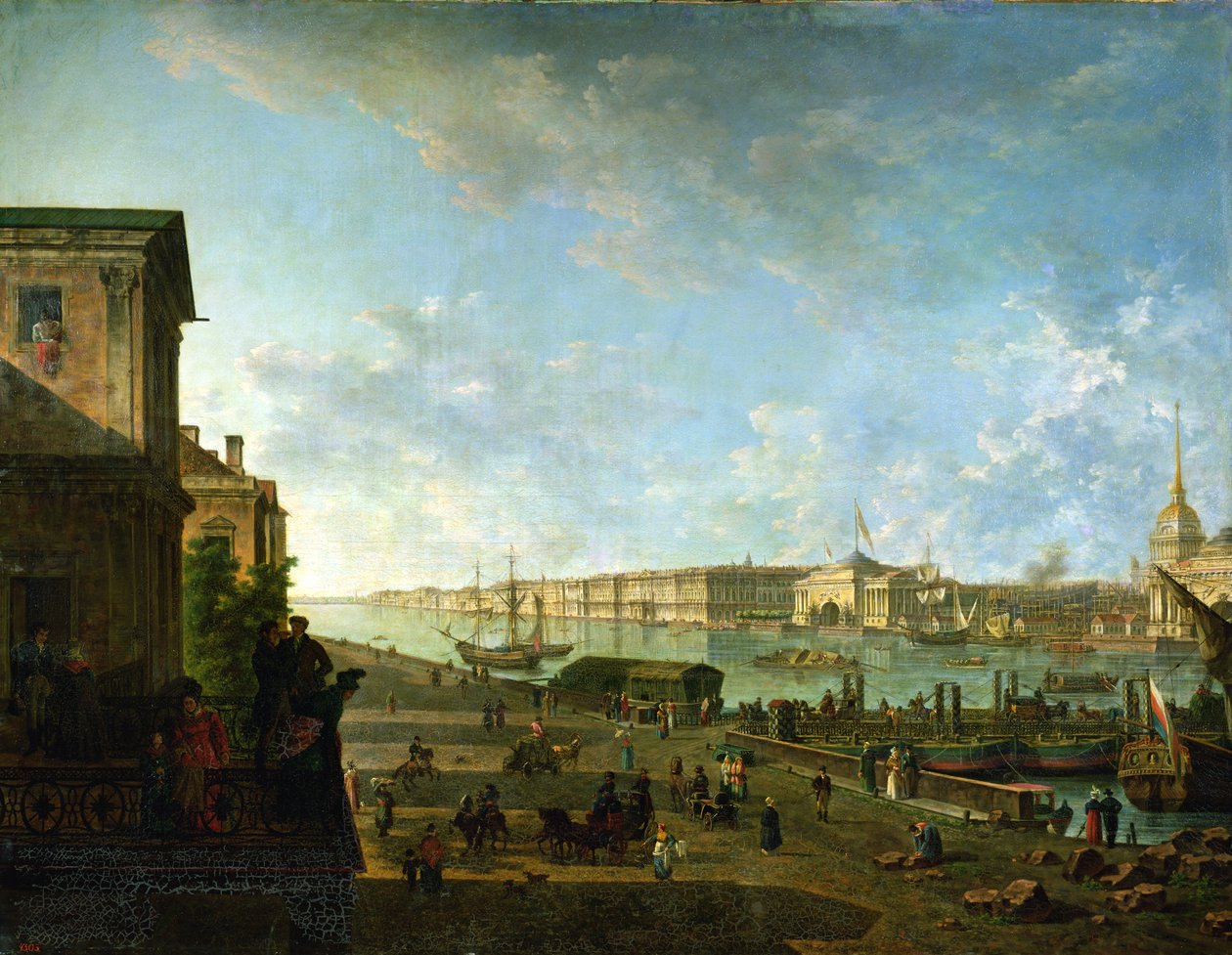 Das Admiralität und der Winterpalast vom Militärkollegium aus gesehen, 1794 von Fedor Yakovlevich Alekseev