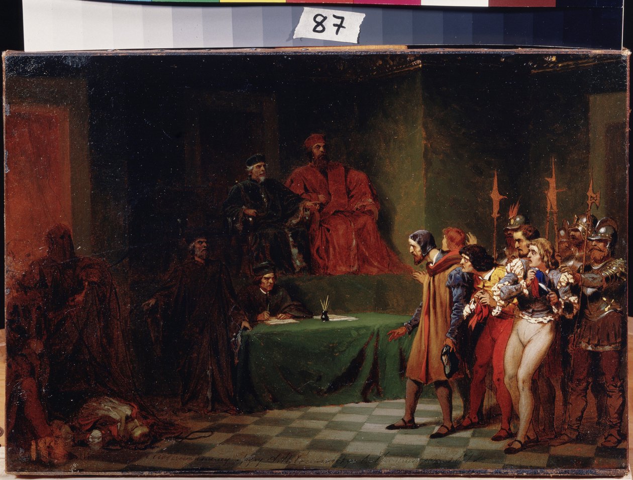 Mosaikkünstler vor dem Rat der Drei in Venedig von Fedor Andreevich Bronnikov