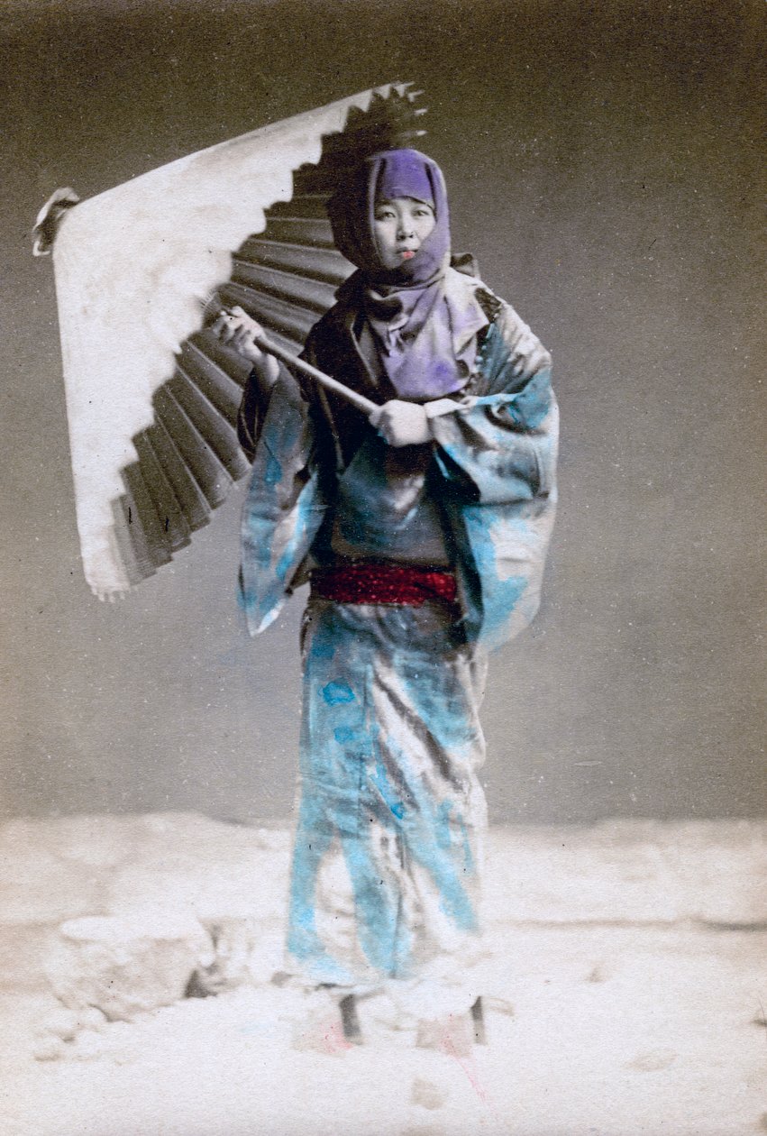 Museme, Frau im Winterkostüm, Japan, 1882 von Felice Beato